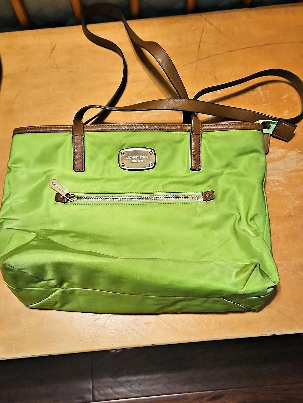 Michael Kors Green & Brown Tote Bag